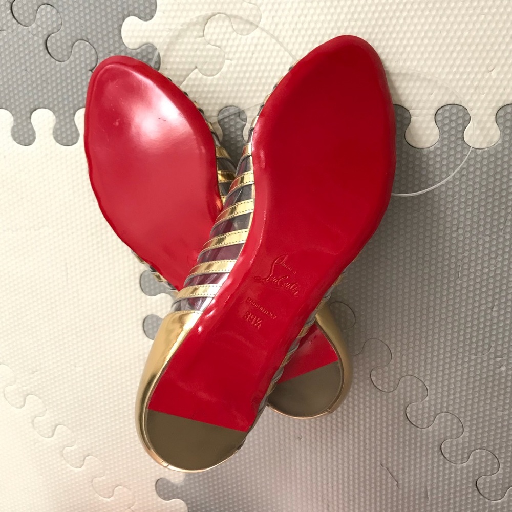 Christian Louboutin gold ballet flats, size 39.5